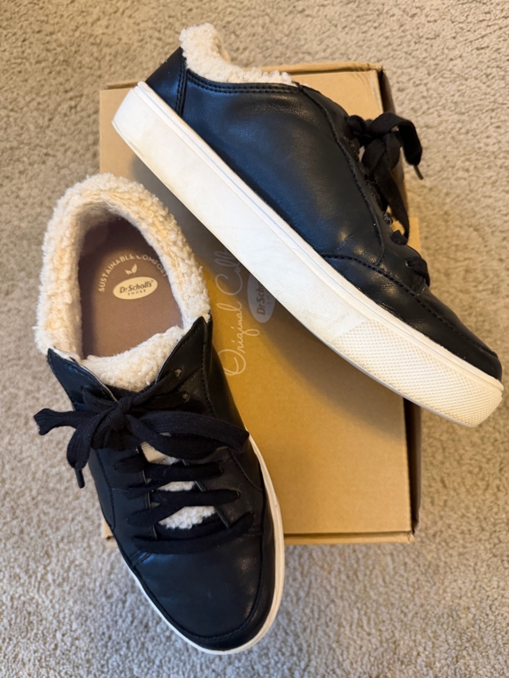Dr Scholls Now Cozy sneaker black and cream size 7 - Picture 3 of 9